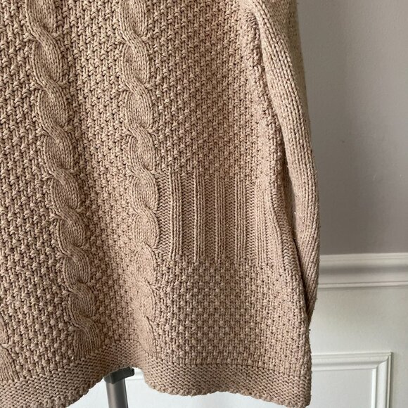 Eddie Bauer Tan Cable Knit Button-up Fisherman's Sweater - Picture 3 of 10